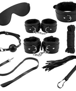 KIT BONDAGE SADO COM 7 ITENS - PRETO