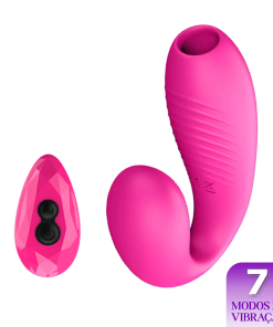 Vibrador de Casal Fléxivel com Sugador e Controle Remoto