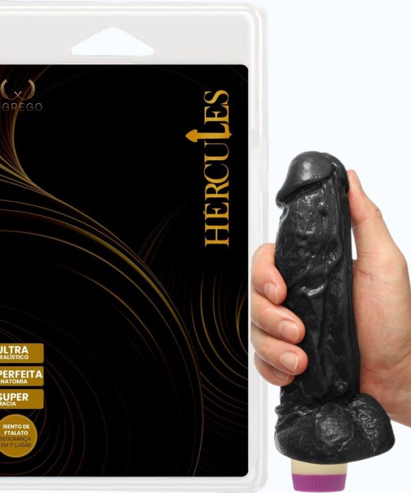 HÉRCULES TITÃ – PRÓTESE REALÍSTICA 18 x 4 CM COM VIBRO – FORÇA, PRESENÇA E REALISMO -  PRETO