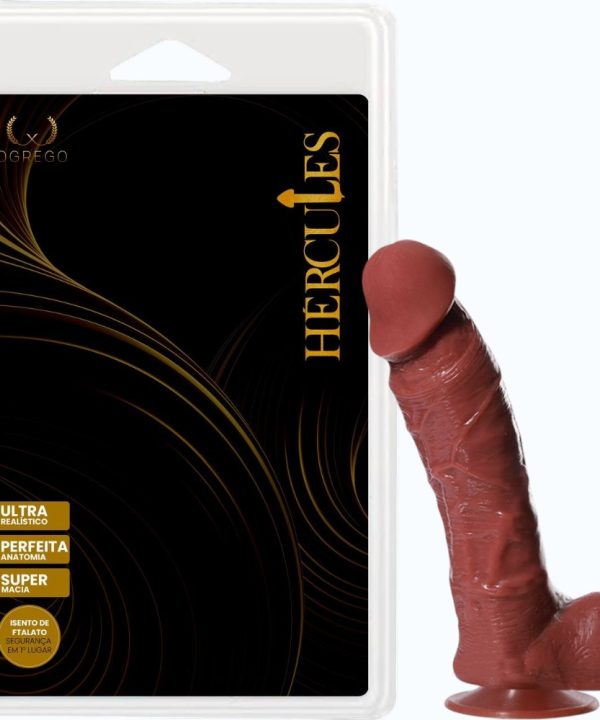 Hefesto – Pênis com Ventosa 21,5 x 5,4 cm – Curvatura Realística e Toque Macio - CHOCOLATE