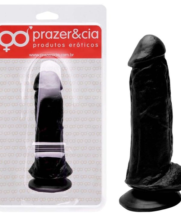 Pênis De Borracha Maciça 17,7 X 4,9Cm - PRETO