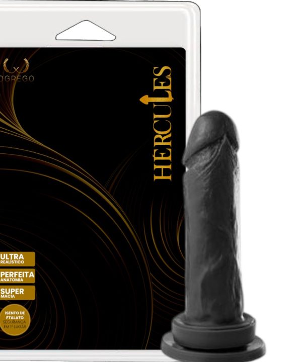Pênis Maciço Hércules – Quíron 17,5 x 4 cm (com ventosa) - PRETO