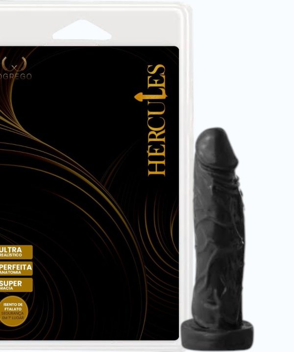 HÉRCULES ORION – PRÓTESE REALÍSTICA 14 X 3,3 CM – TOQUE MACIO E DETALHES DEFINIDOS - PRETO