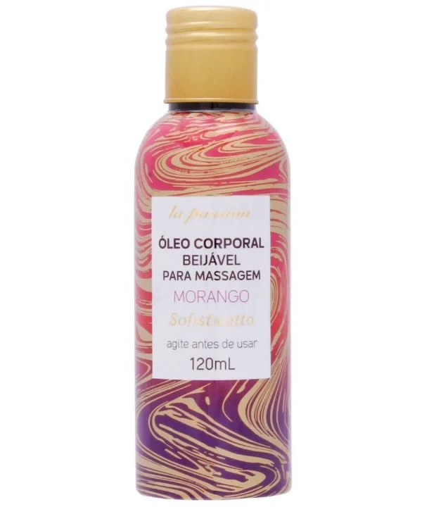 ÓLEO DE MASSAGEM BEIJÁVEL 120ML - MORANGO