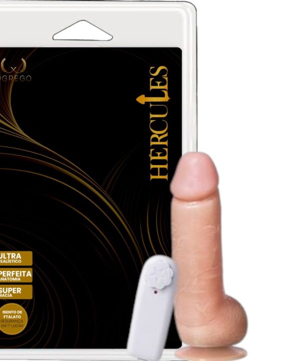 Pênis com Vibrador Hércules – Asclépio 15 x 3,3 cm (com ventosa e escroto)