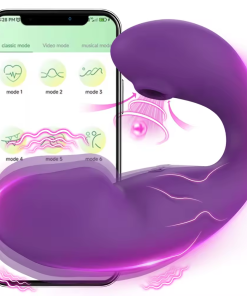 Vibrador ponto G com estimulador clitoriano por aplicativo AZ8 - ROXO