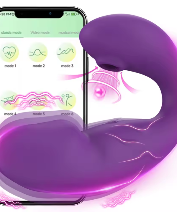 Vibrador ponto G com estimulador clitoriano por aplicativo AZ8 - ROXO
