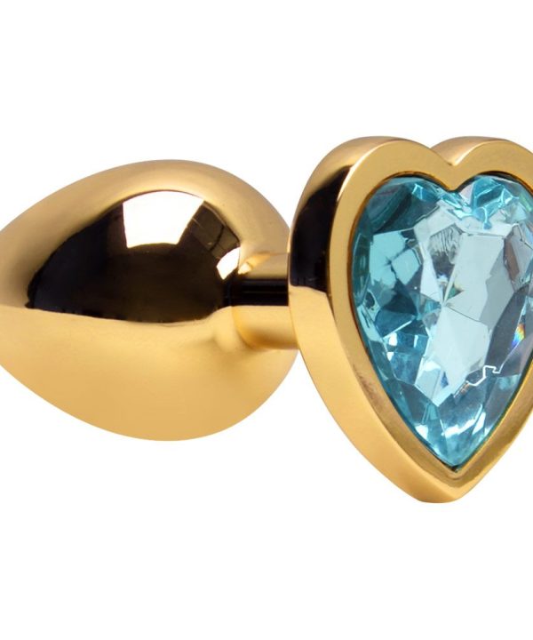 Plug Anal P Coração Dourado 7 X 2,8 - AZUL CÉU