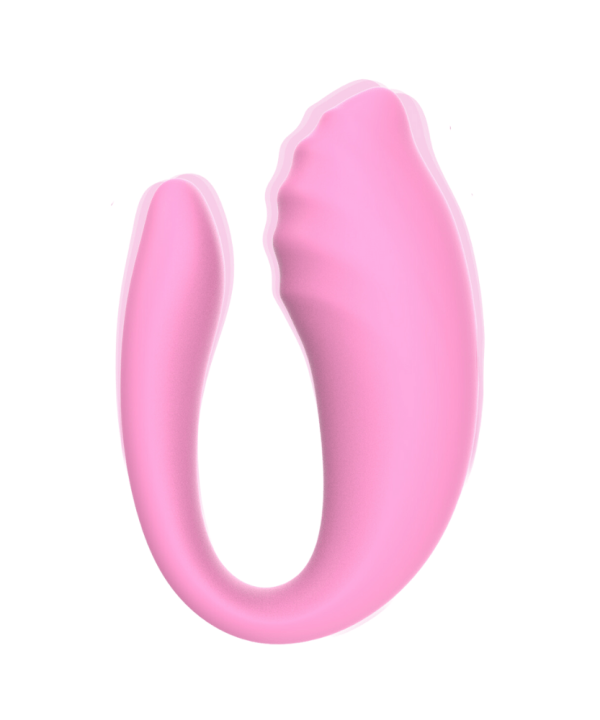 Vibrador de casal em silicone líquido com controle remoto M10 - ROSA