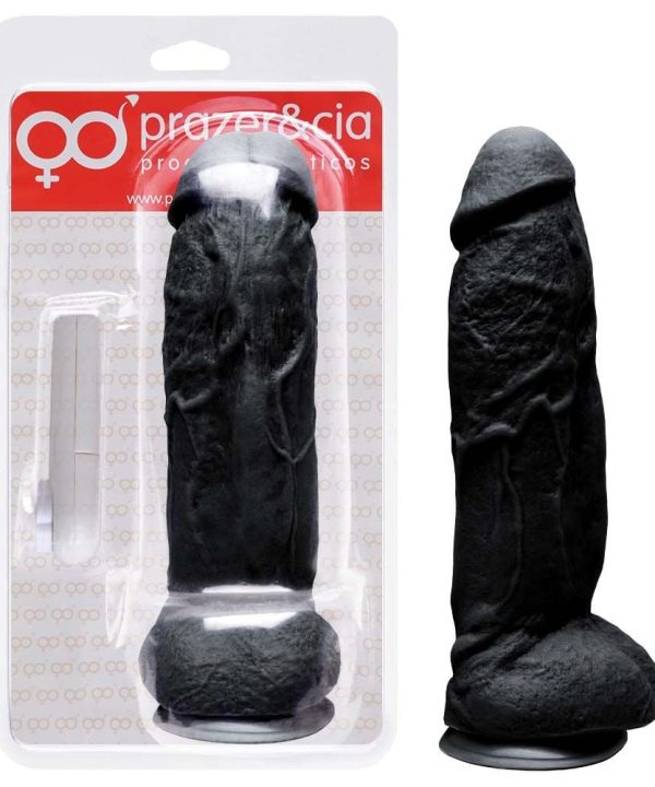 Pênis Borracha Vibro Externo 23,3 X 5,6Cm - PRETO
