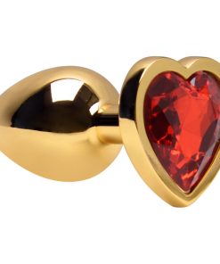 Plug Anal P Coração Dourado 7 X 2,8 - VERMELHO