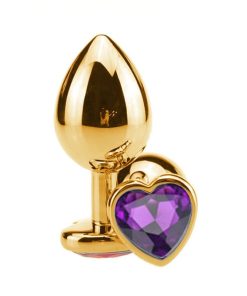 Plug Anal Coração Dourado Grande - roxo