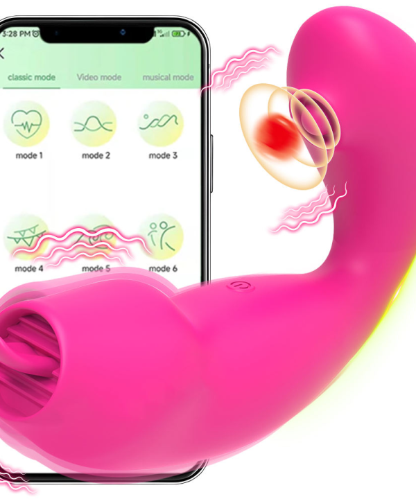 Vibrador com estimulador clitoriano por aplicativo VX9 - PINK
