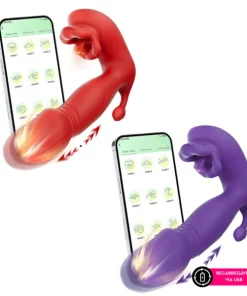 Vibrador vai e vem 3 em 1 por aplicativo - ROXO