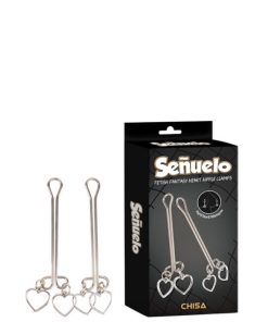 Grampos para Mamilos com Haste Dupla e Pingente Duplo de Coração – CHISA SEÑUELO FETISH FANTASY HEART NIPPLE CLAMPS