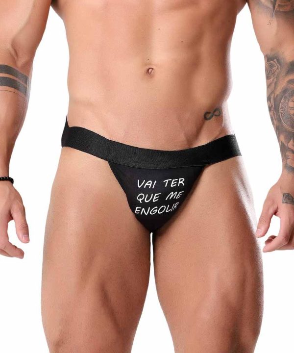 Cueca Jockstrap Fetiche Preta - VAI TER QUE ME ENGOLIR
