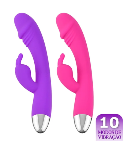 Vibrador Rabbit com Estimulador de Clitóris - ROXO