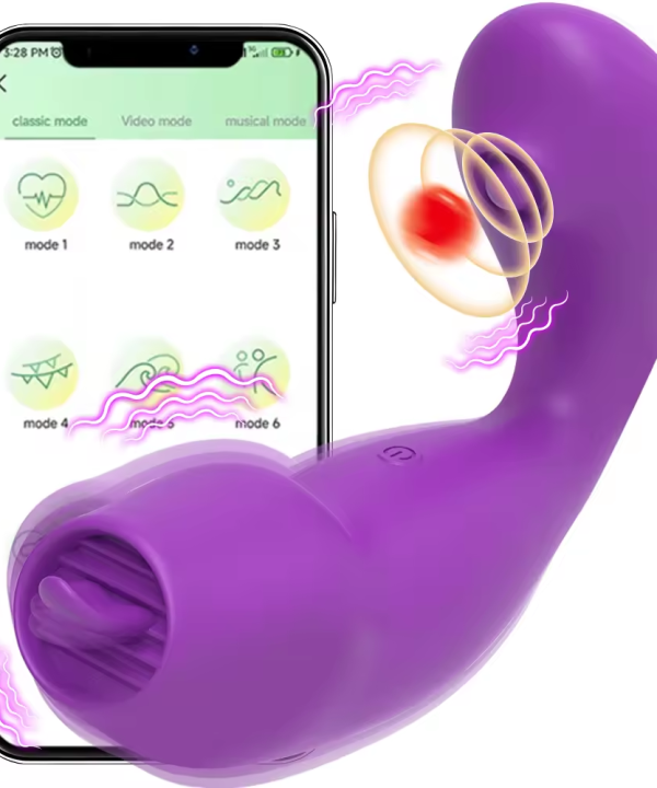 Vibrador com estimulador clitoriano por aplicativo VX9 - ROXO