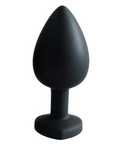 Plug Anal em Silicone com Pedra Coração Pequeno - PRETO
