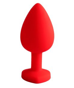 Plug Anal em Silicone com Pedra Coração Pequeno - VERMELHO