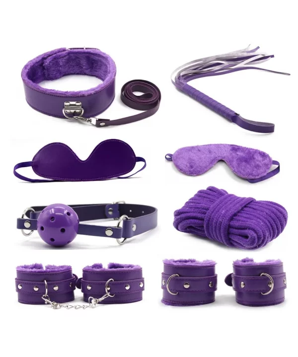 Kit bondage 8 em 1 Pelúcia - roxo