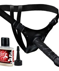 Kit Cinta Prótese Pele Ejaculadora + Slip Hot 16,5 x 3,6 cm - PRETO