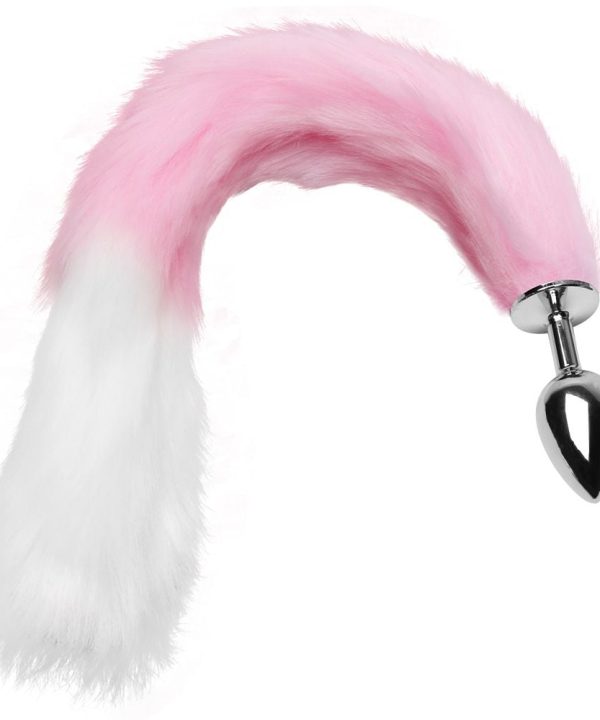 Plug Anal Rabo De Raposa Rosa Branco