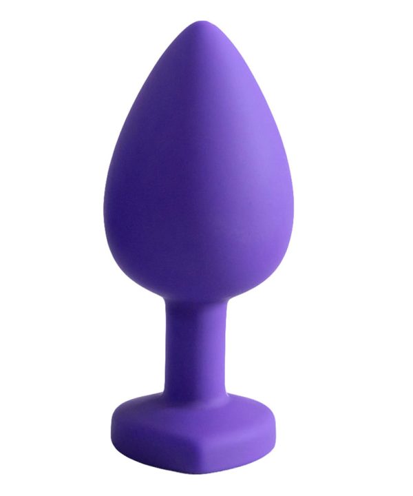 Plug Anal em Silicone com Pedra Coração Pequeno - ROXO
