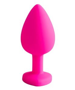Plug Anal em Silicone com Pedra Coração Pequeno - PINK