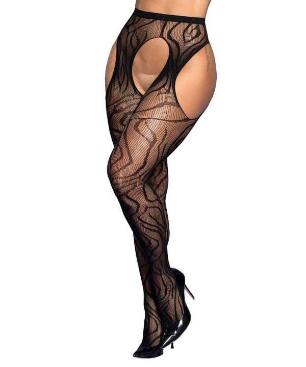 Meia Calça Sensual Cinta Liga Integrada 5 Yaffa - PRETO