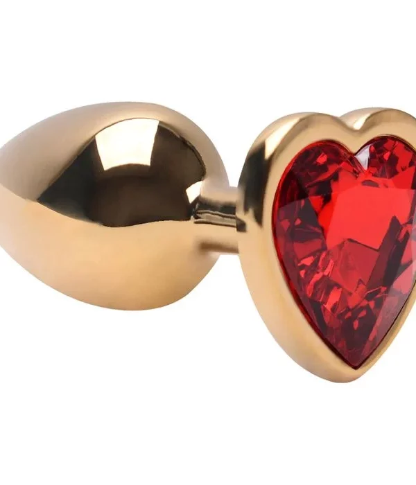 Plug Anal P Aço Dourado Coração - VERMELHO
