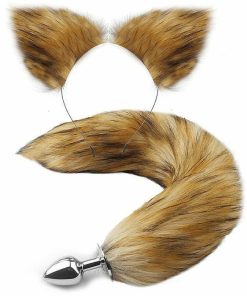 Kit Rabo De Raposa Com Tiara De Orelhas