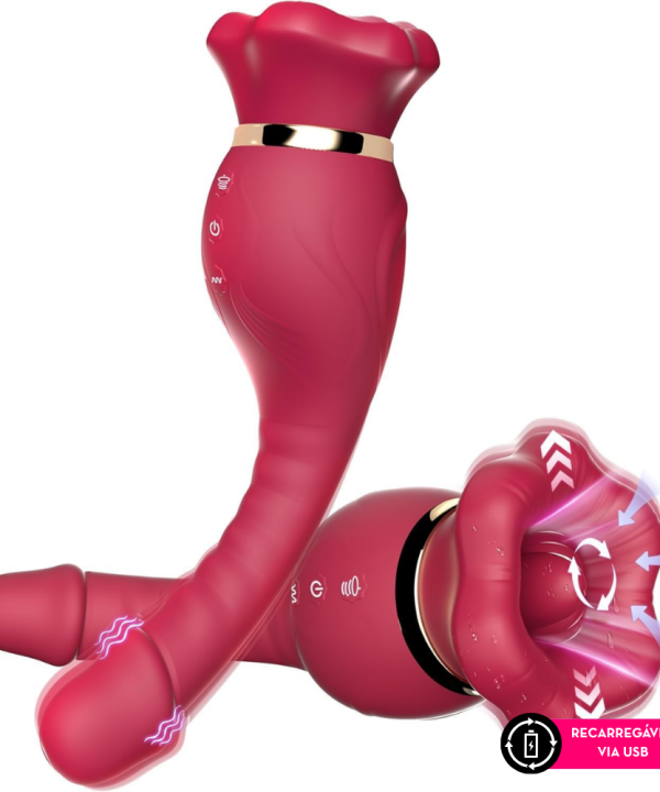 Vibrador Ponto G Com Sucção E Língua Rotativa 360