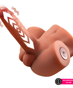 Masturbador Vibratório Vai e Vem Meio Corpo com Pênis e Ânus Penetrável