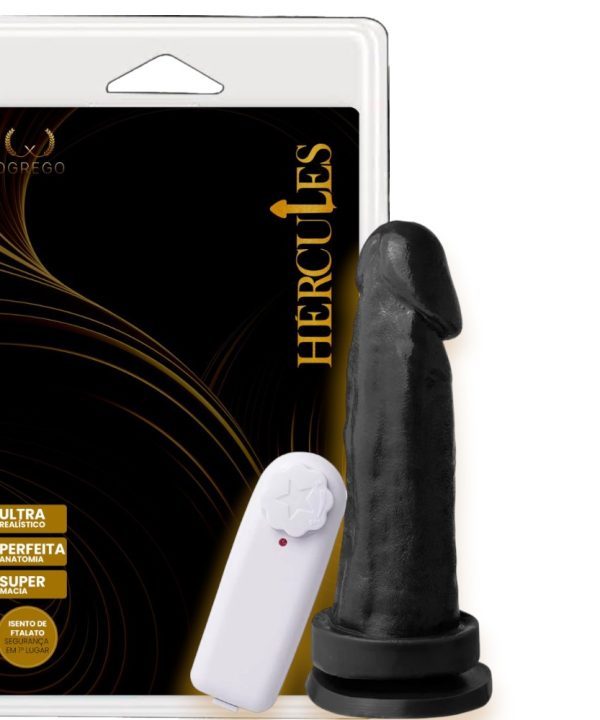Érebo – Vibrador Realístico 17 x 4,5 cm – Com Ventosa e Controle com Fio - preto