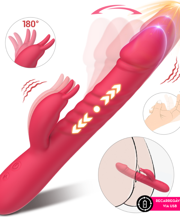 Vibrador com Estimulador Clitoriano em Formato Rabbit