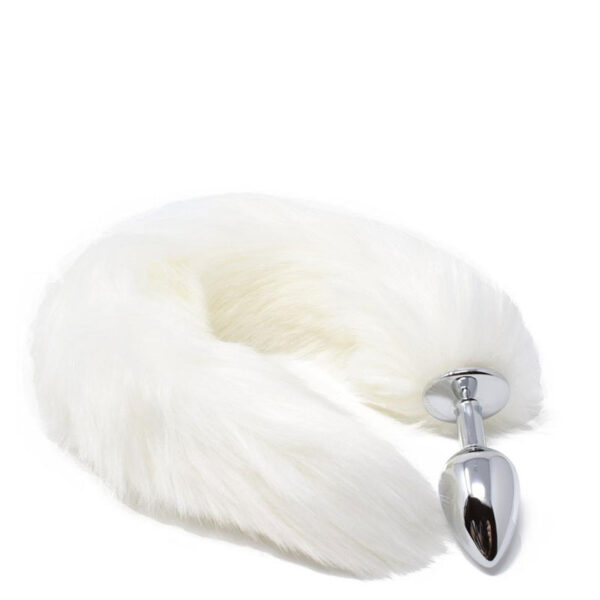 Plug Anal em Aluminio 7cm com Cauda - BRANCO