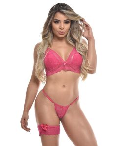 Conjunto Top Rendado Com Persex  GG - PINK