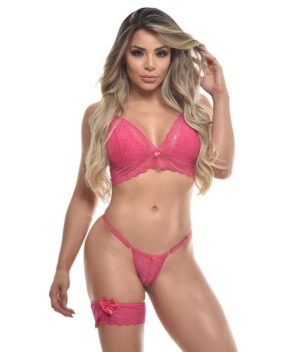 Conjunto Top Rendado Com Persex GG - PINK