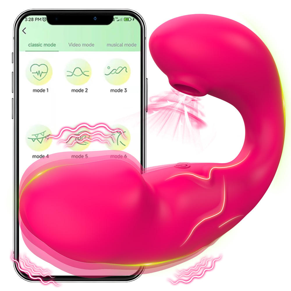O Grego Sex Shop 1 Vibrador ponto G com estimulador clitoriano por aplicativo AZ8 - PINK