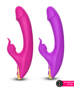 Vibrador ponto g com estimulador clitoriano 9 vibraçoes - pink