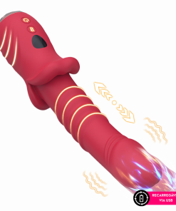 Vibrador ponto G em formato glande com vai e vem  j3x - VERMELHO