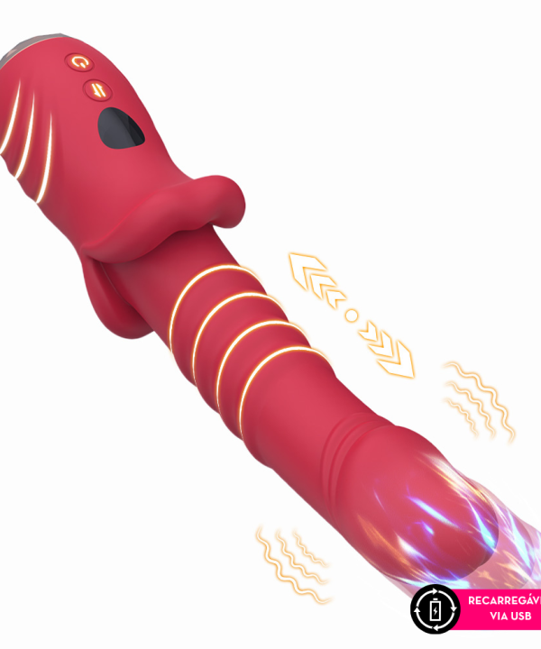 Vibrador ponto G em formato glande com vai e vem j3x - VERMELHO