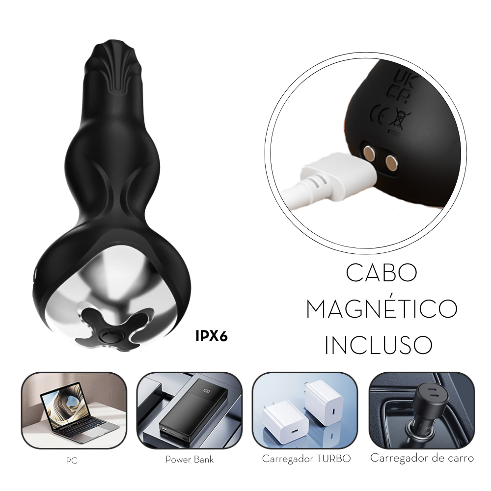 O Grego Sex Shop 5 Plug anal vibratório com rotação 360° por aplicativo 9P - PRETO - Imagem 5