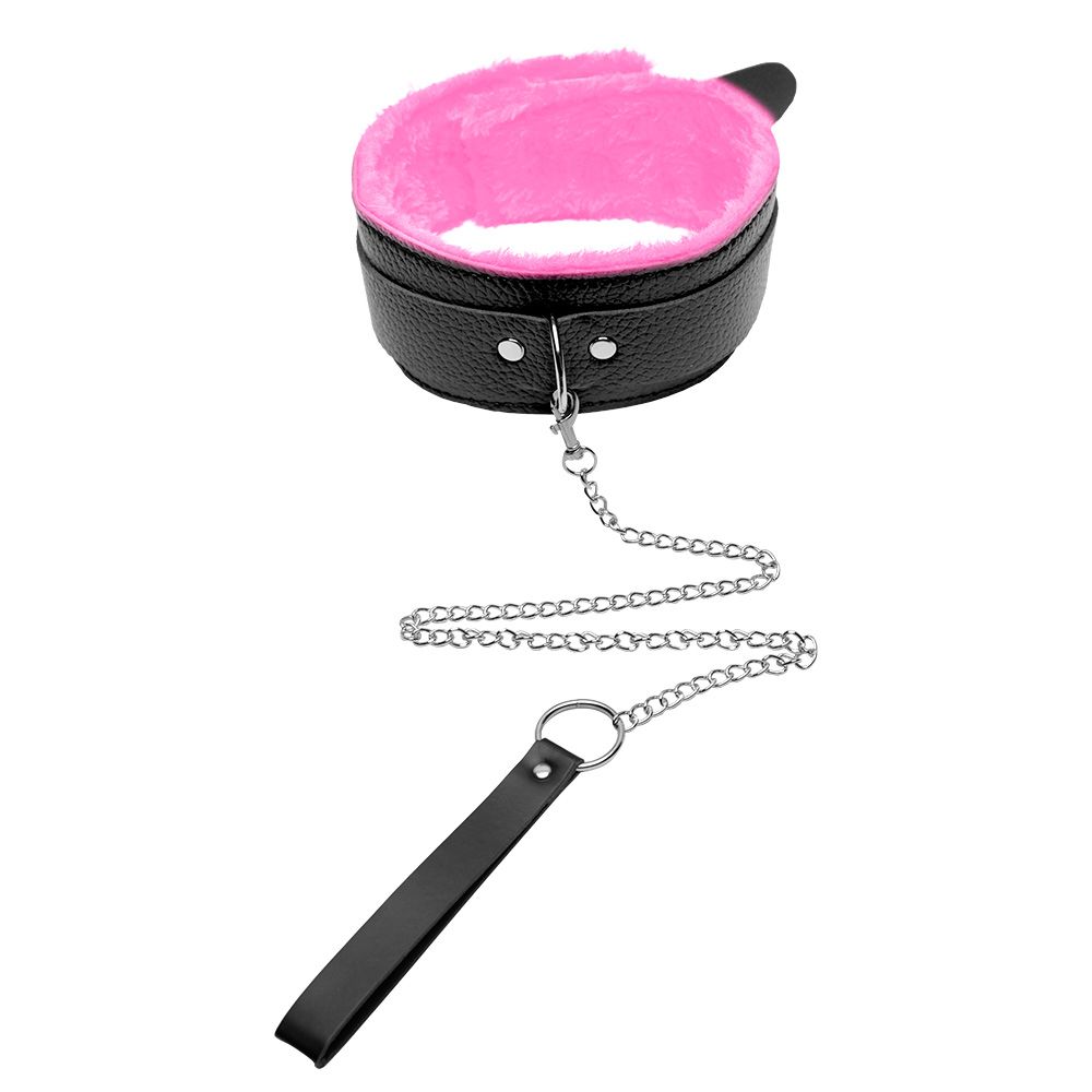 O Grego Sex Shop 2 Coleira Com Guia Corrente e Chicote Youvibe - ROSA - Imagem 2