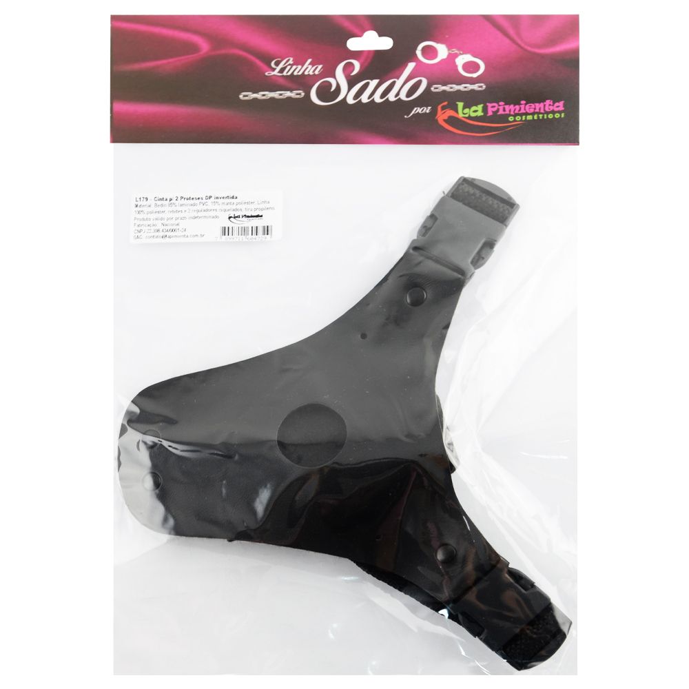 O Grego Sex Shop 2 Cinta Para Duas Próteses Dp Invertida La Pimienta - PRETO - Imagem 2