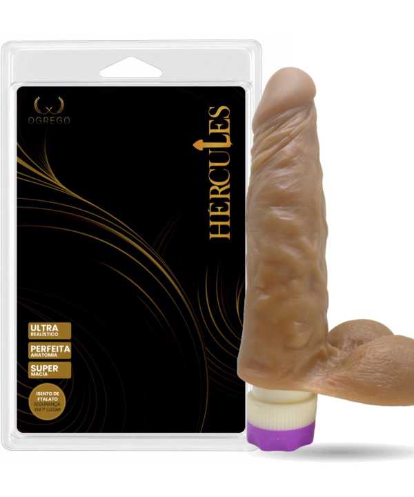 HÉRCULES ÁJAX – PRÓTESE REALÍSTICA 17,5 x 4,5 CM COM VIBRO – CHOCOLATE