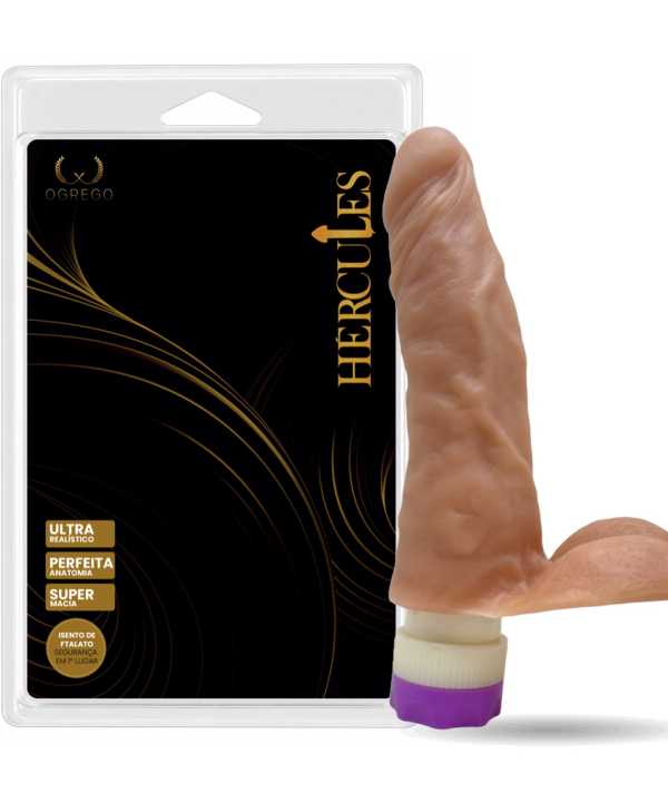 HÉRCULES POSEIDON – PRÓTESE REALÍSTICA 17,5 x 4,5 CM COM VIBRO – BEGE