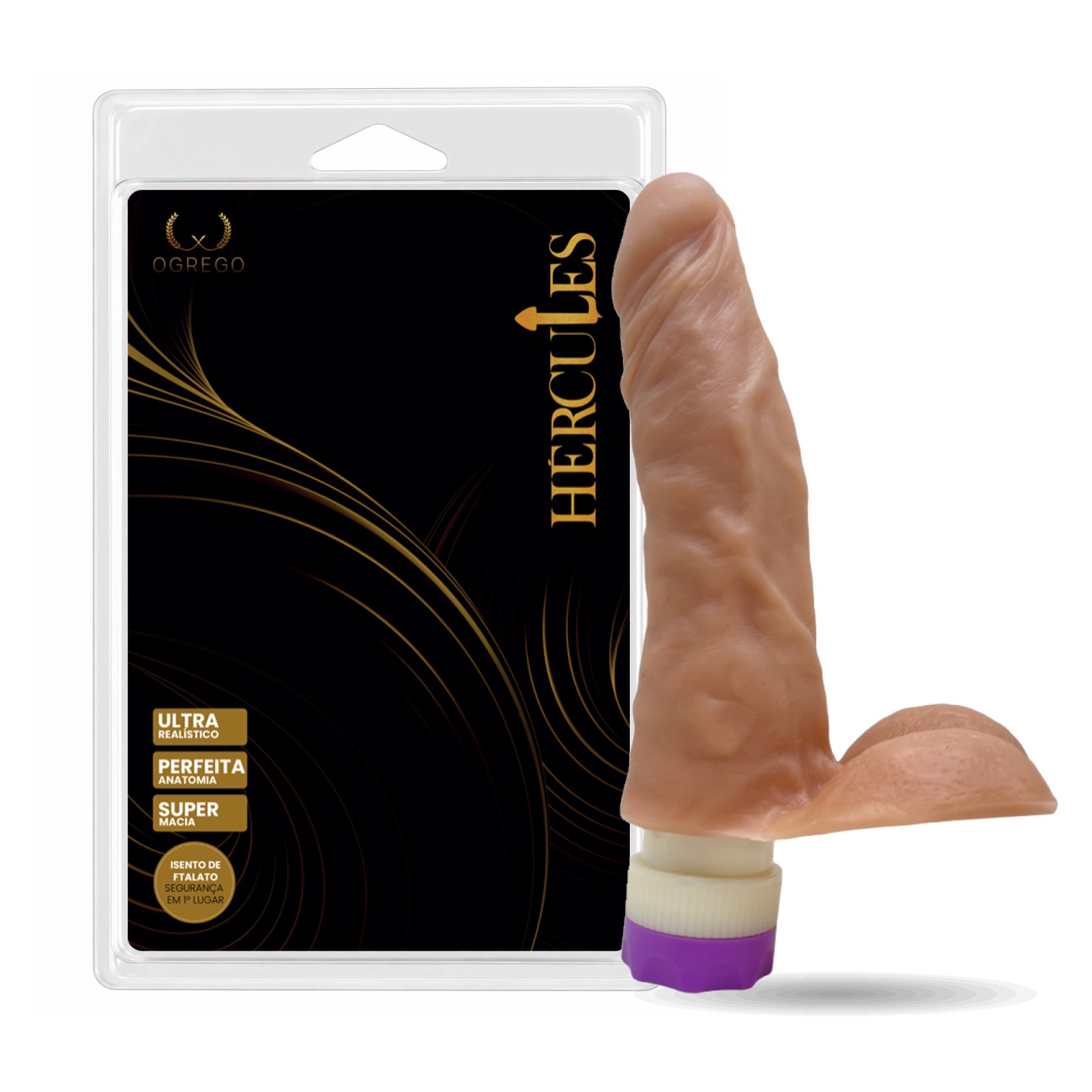 O Grego Sex Shop 1 HÉRCULES POSEIDON – PRÓTESE REALÍSTICA 17,5 x 4,5 CM COM VIBRO – BEGE