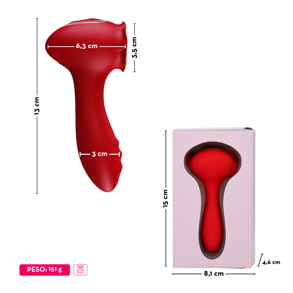 O Grego Sex Shop 1 Vibrador duplo em formato de rosa com esfera giratória - VERMELHO